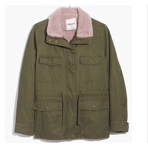 Madewell Sherpa lined green field jacket size small